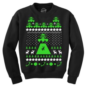 Blyzera Alien Abduction Ugly Christmas Sweater Crew Neck Sweatshirt
