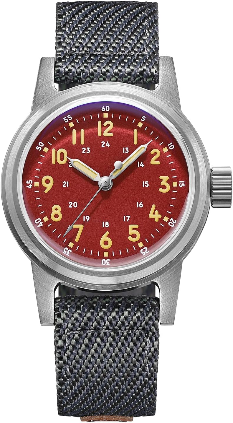 36 MM Vintage Automatic Watch Sterile Dial 200 M Waterproof Military Men's and Women Nylon\/Leather Strap Outdoor Sport