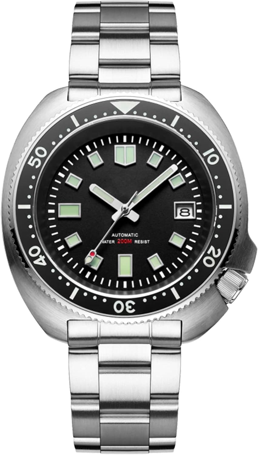 Automatic Dive Watch for Men Stainless Steel Wrist Mechanical NH35A Clean Dial Synthetic Sapphire Sterile Without