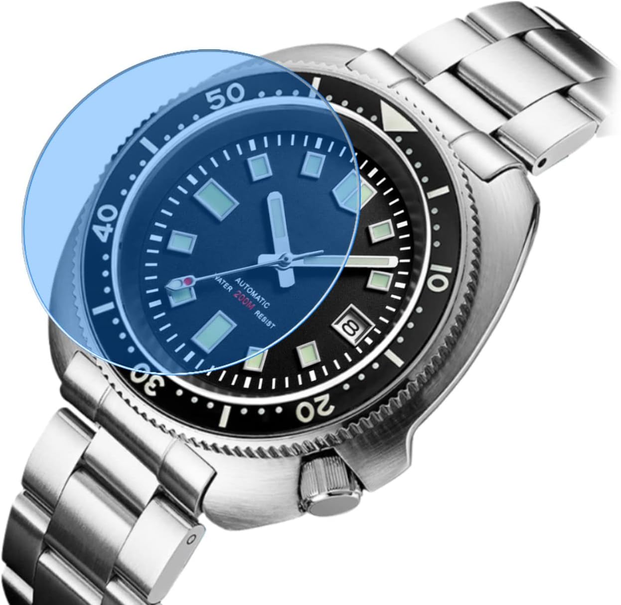 Automatic Dive Watch for Men Stainless Steel Wrist Mechanical NH35A Clean Dial Synthetic Sapphire Sterile Without - Image 3