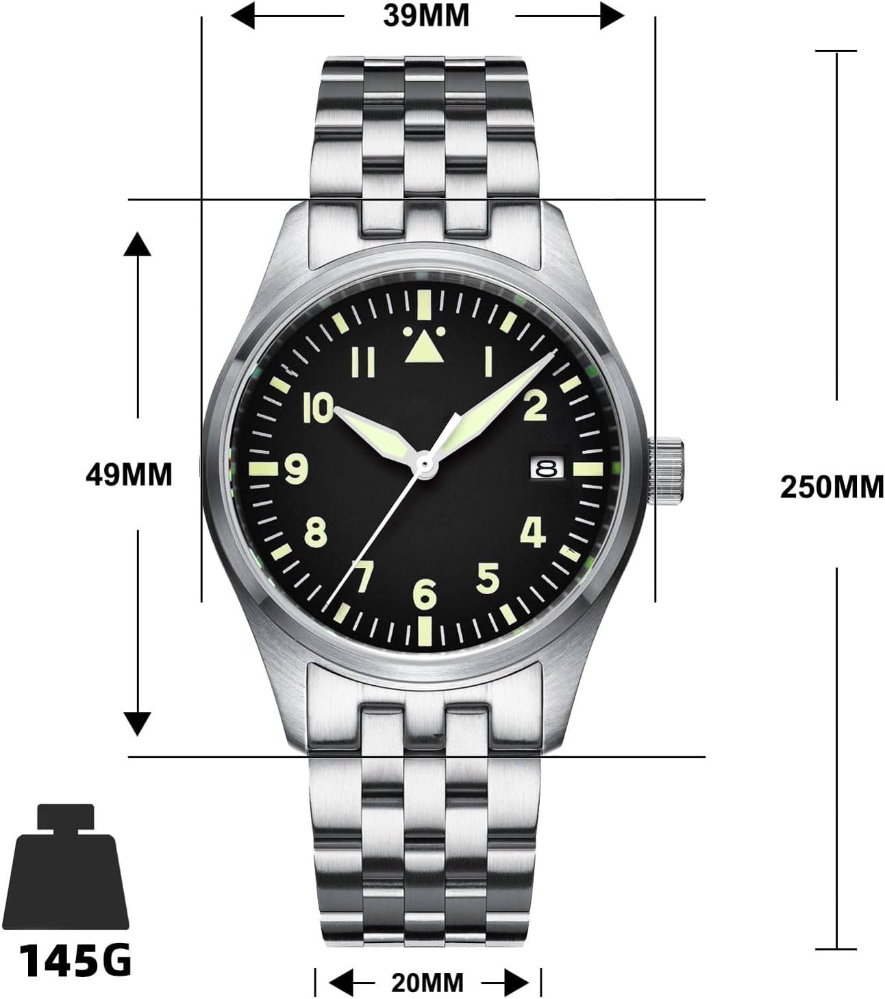 Alternative view of Mens Automatic Watch Automatic \/ 8215 Movement Sapphire 200 M Waterproof Super Lume Stainless Steel Casual Business Dress