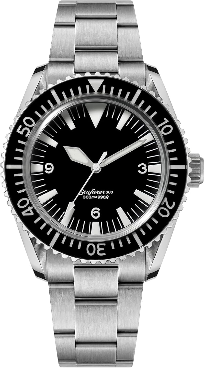 Mens Diver Watch, Japan VH31 Sweep Second Quartz Movement 39MM Top Hat Bubble Watch