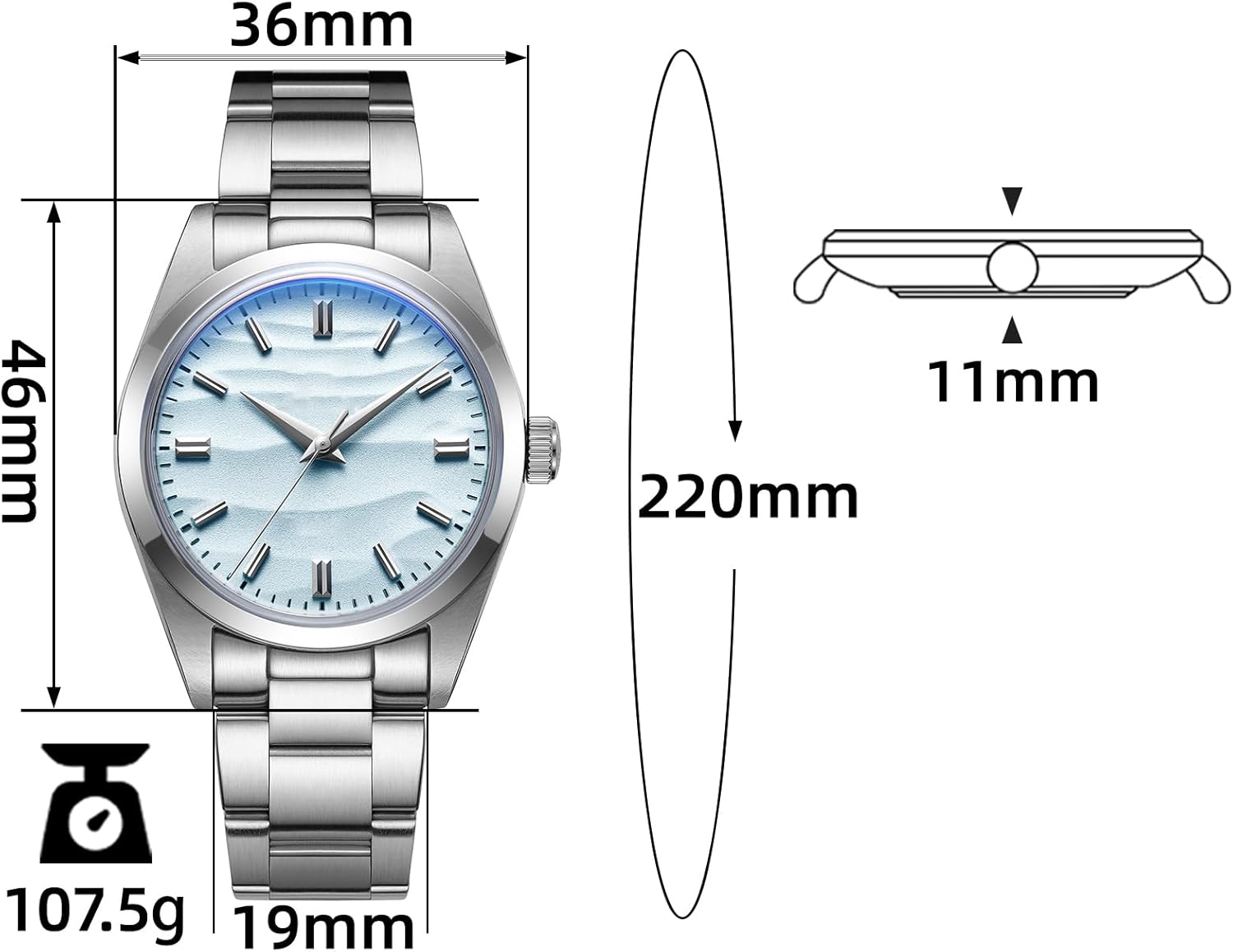 Alternative view of Men's Watch Quartz Analog 100 M Waterproof Men's Fashion Stainless Steel Without Logo
