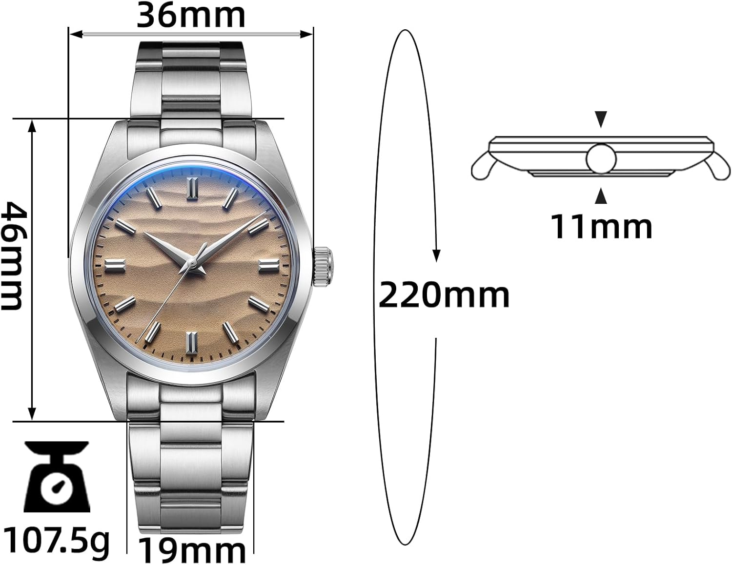 Alternative view of Men's Watch Quartz Analog 100 M Waterproof Men's Fashion Stainless Steel Without Logo