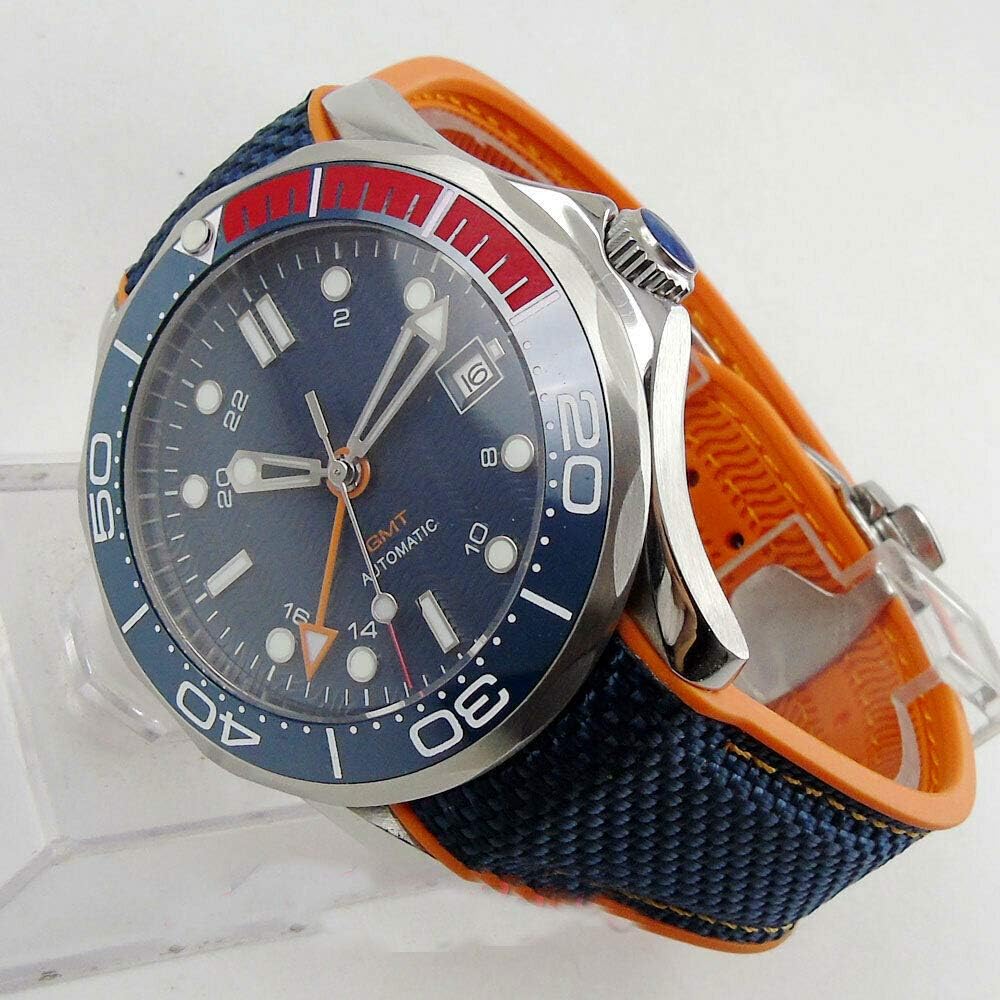 Alternative view of Sapphire Glass 41MM Blue Dial Luminous Marks Rotating Bezel GMT Function Automatic Movement Men's Watch