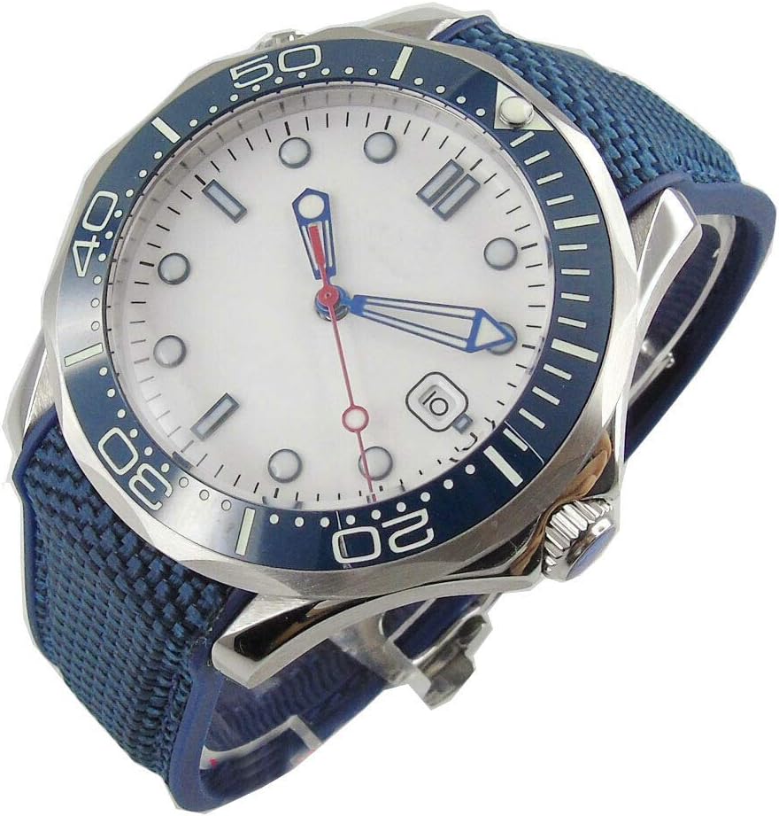Sapphire Glass 41MM White Dial Blue Ceramic Bezel Luminous Marks 21 Jewels Miyota 8215 Automatic Movement Men's Watch (Model-2)