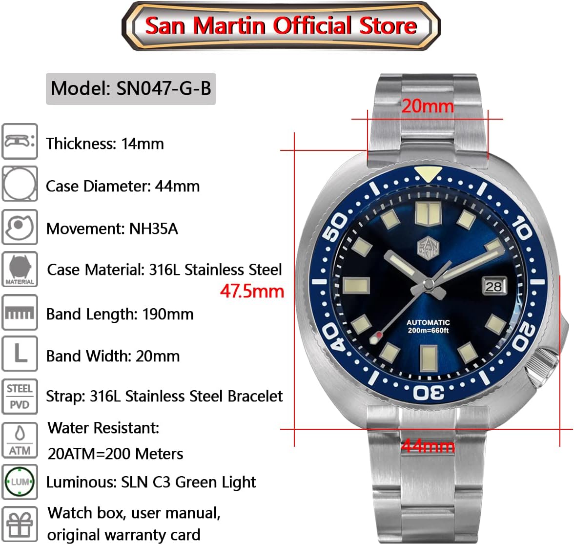 Alternative view of Upgrade Turtle Luxury Men Dive Watch Sapphire Glass NH35 Automatic Mechanical Stainless Steel Wrist for Men (Green no Logo)