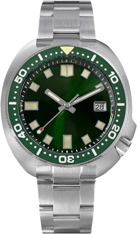 Upgrade Turtle Luxury Men Dive Watch Sapphire Glass NH35 Automatic Mechanical Stainless Steel Wrist for Men (Green no Logo)