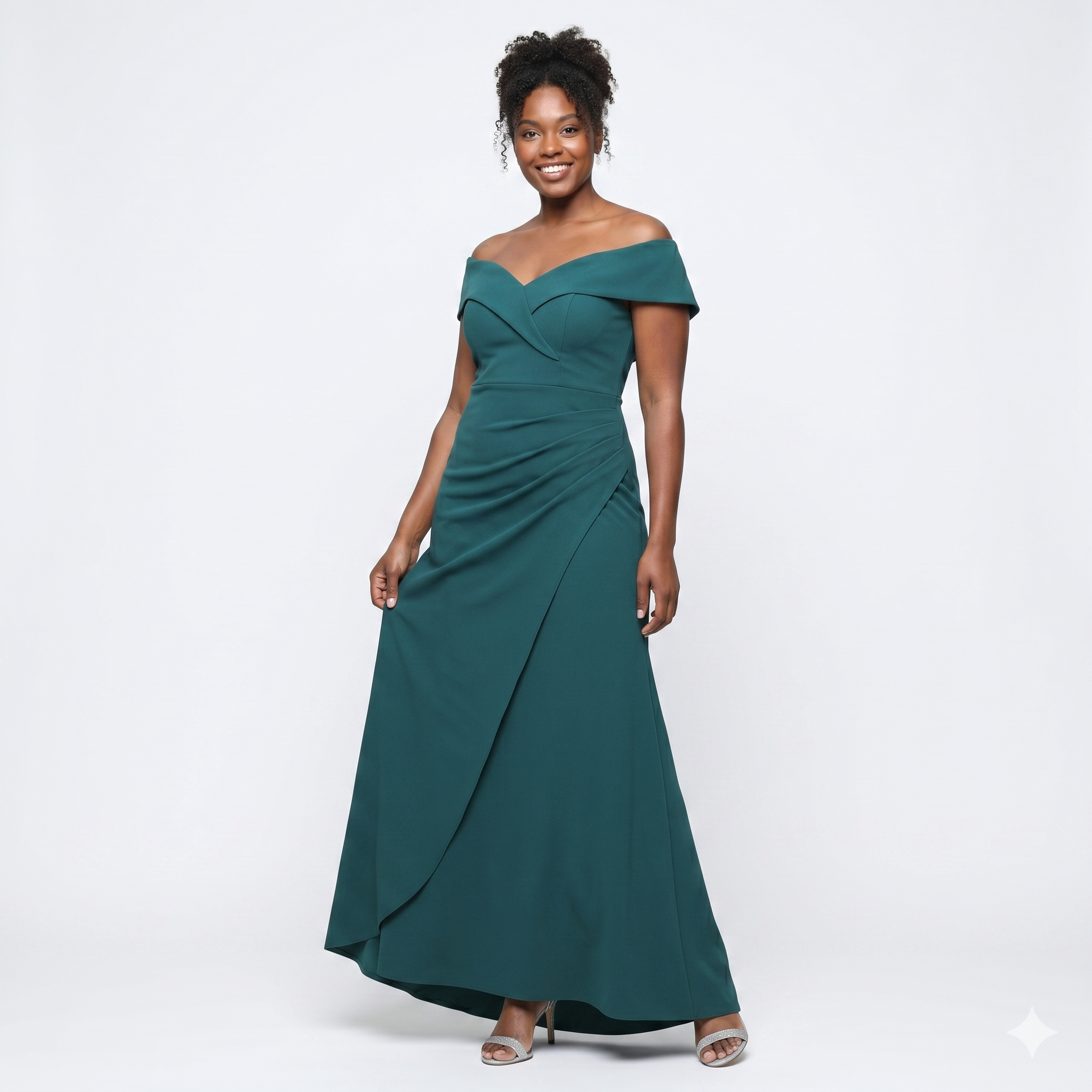 Alternative view of Blyzera Maxi Mermaid Dress with Crepe, Off-Shoulder Mother of the Bride