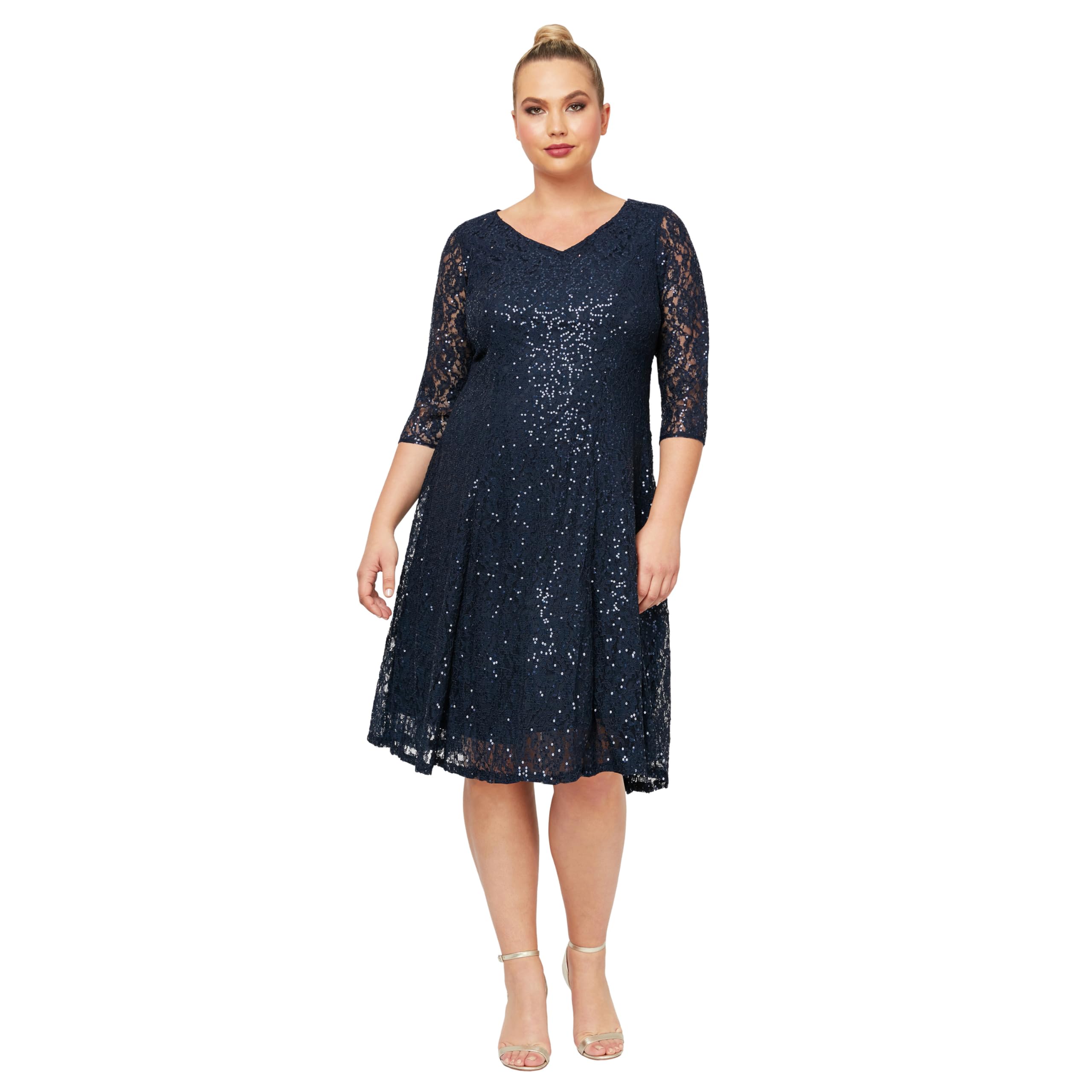 A-Line Dress with Lace, Sequin