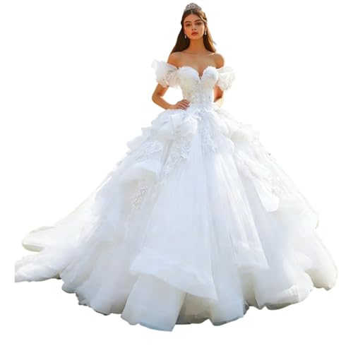 Alternative view of Ball Gown with Lace, Puff Sleeve, Ruched for Quinceanera