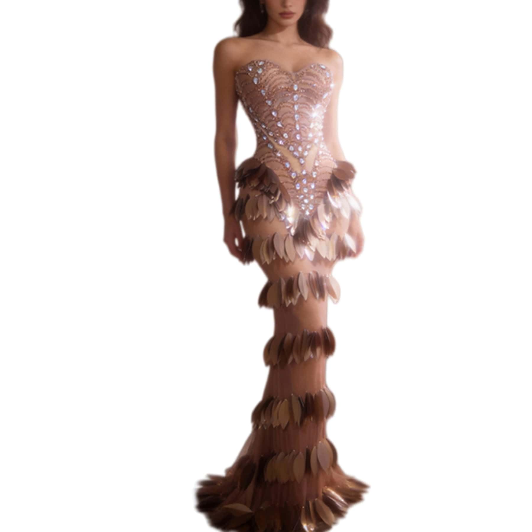 Ball Gown with Rhinestone, Strapless, Corset Formal Evening