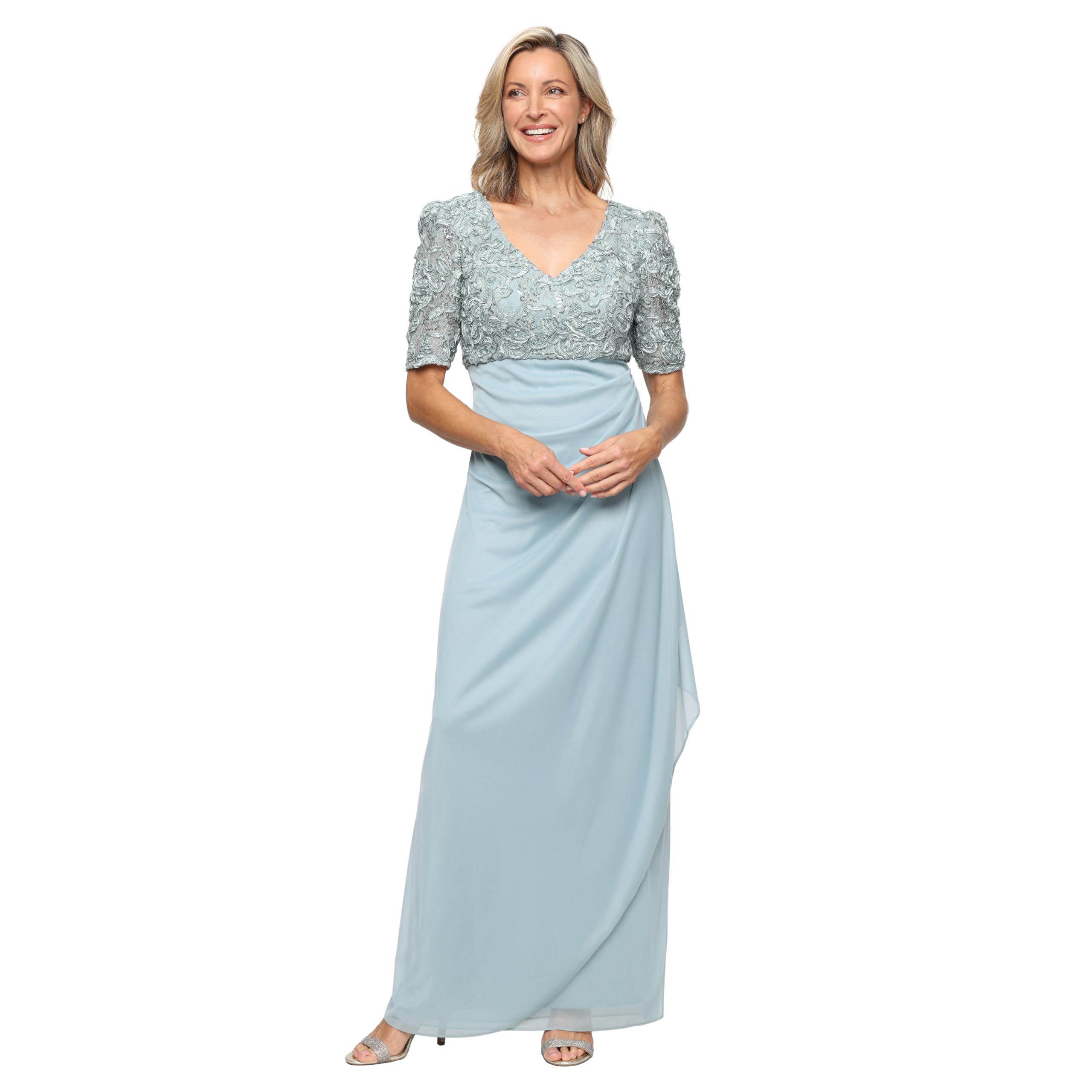 Dress with Sequin, V-Neck, Empire Waist for Wedding Guest