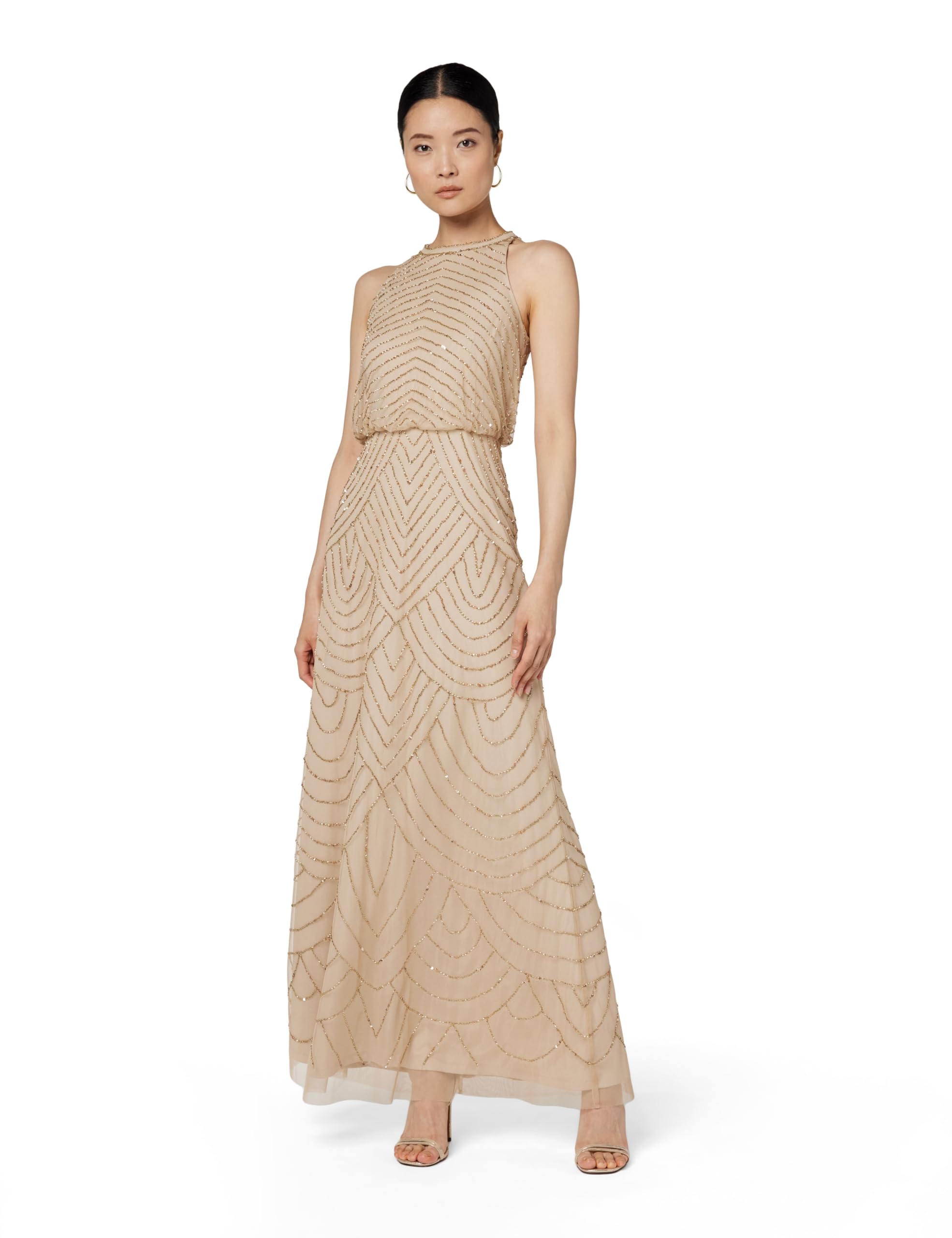 Evening Gown with Beaded, Halter Neck