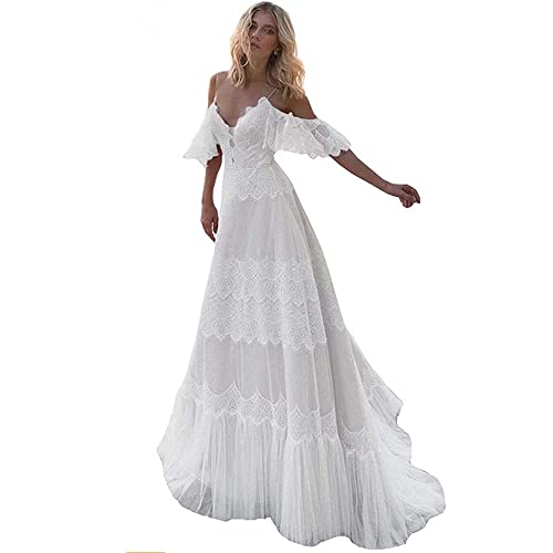 Alternative view of Evening Gown with Lace, Ruffle Sleeve, V-Neck for Bride
