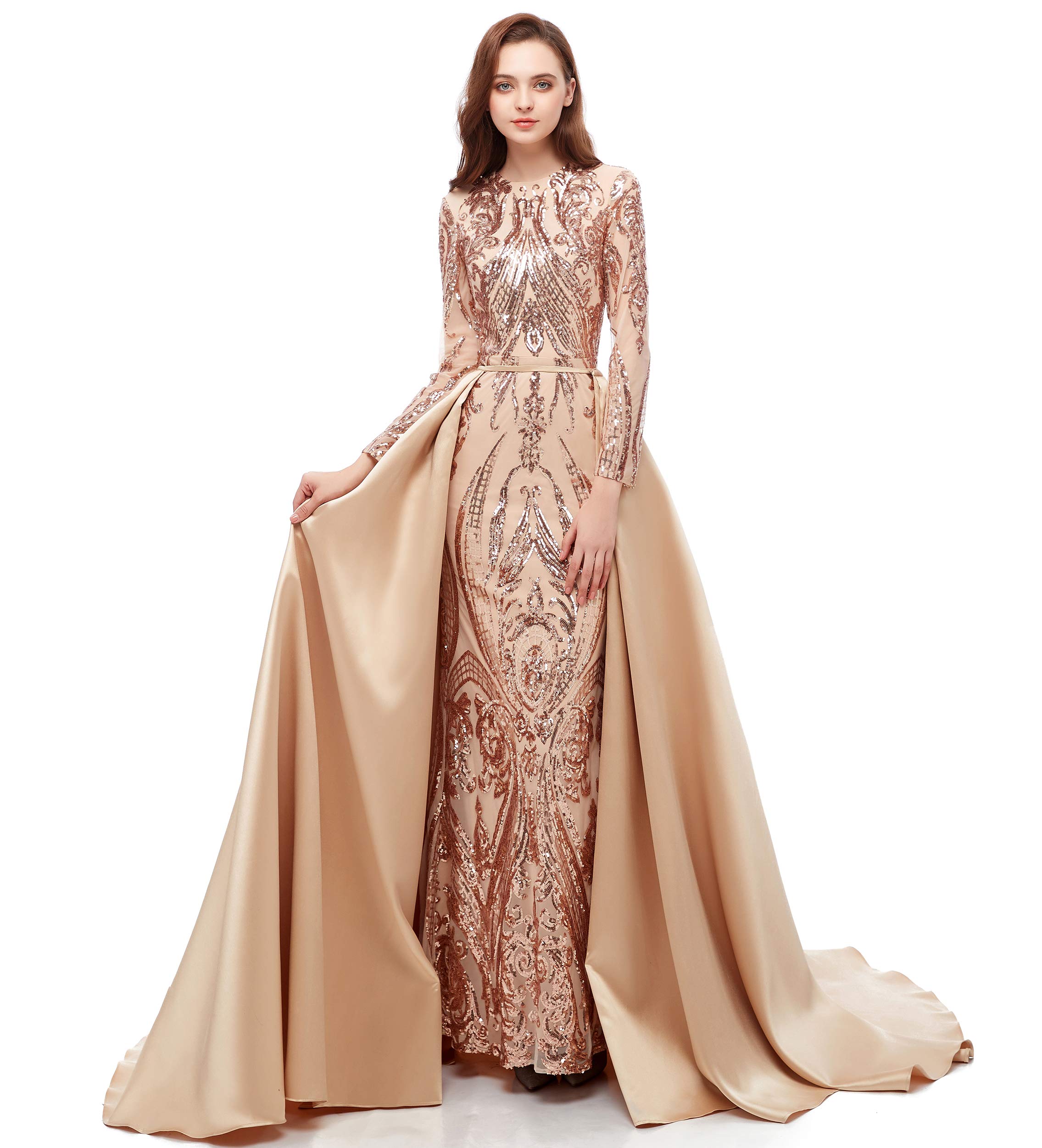 Long Mermaid Dress with Sequin, Long Sleeve for Prom