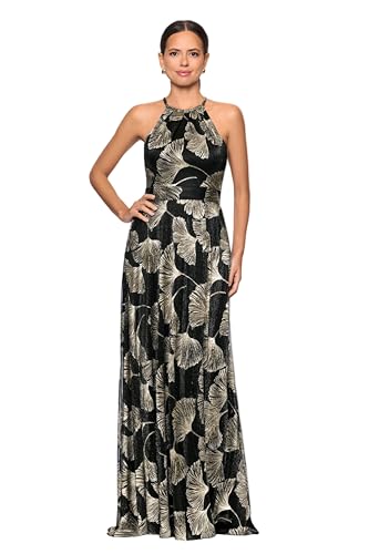 Alternative view of Maxi A-Line Dress with Metallic, Printed, Halter Neck