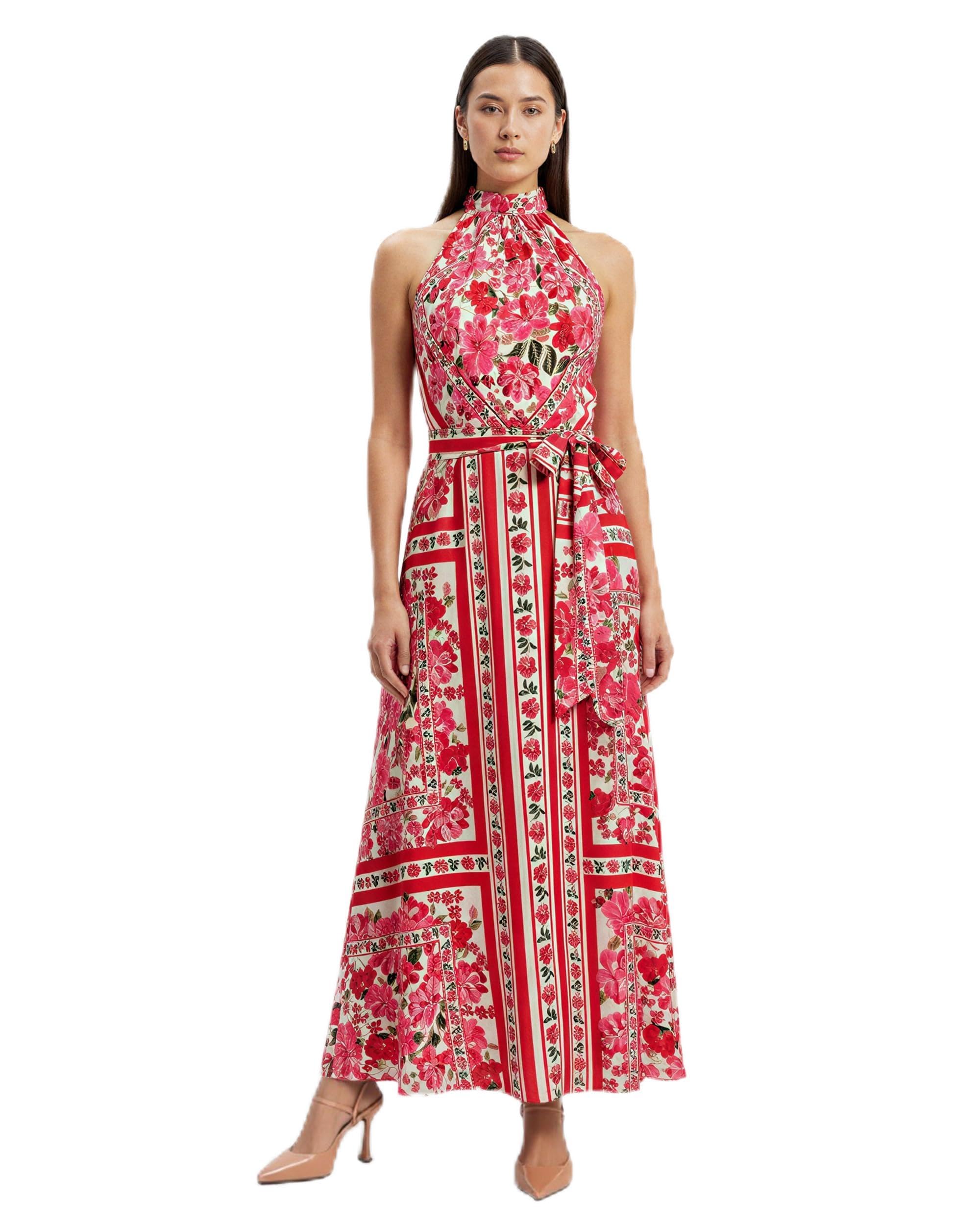 Maxi Dress with Printed, Halter Neck
