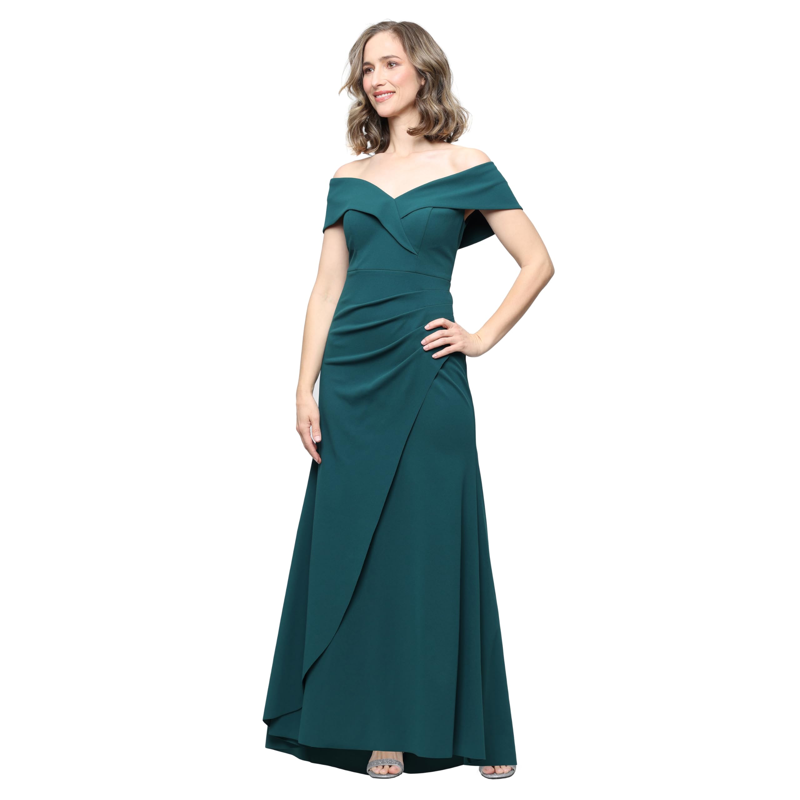 Maxi Mermaid Dress with Crepe, Off-Shoulder Mother of the Bride