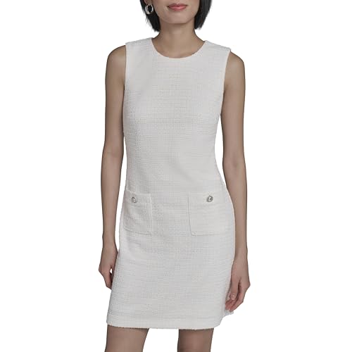 Alternative view of Mini A-Line Dress with Tweed, Round Neck, Sleeveless