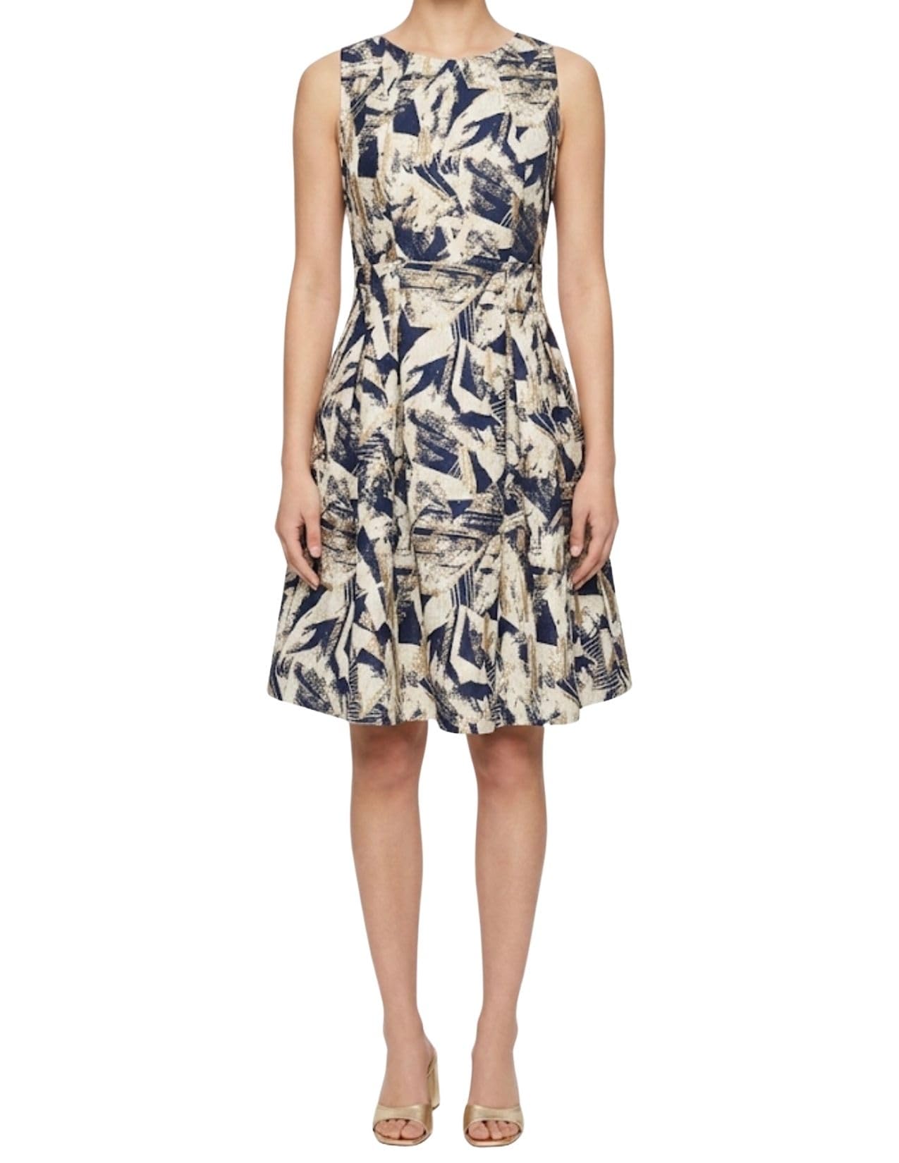 Mini Dress with Boat Neck, Sleeveless