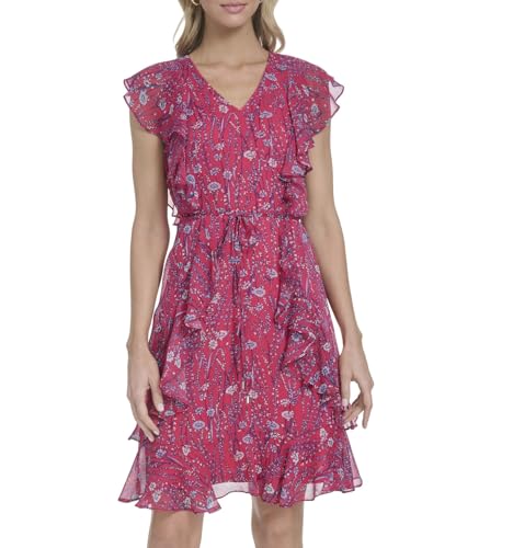 Alternative view of Mini Dress with Chiffon, Ruffle Trim, V-Neck