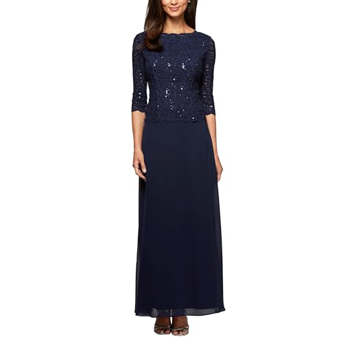 Alternative view of Blyzera Women's 3 4 Sleeve Stretch Lace Bodice Mock One Piece Gown Chiffon
