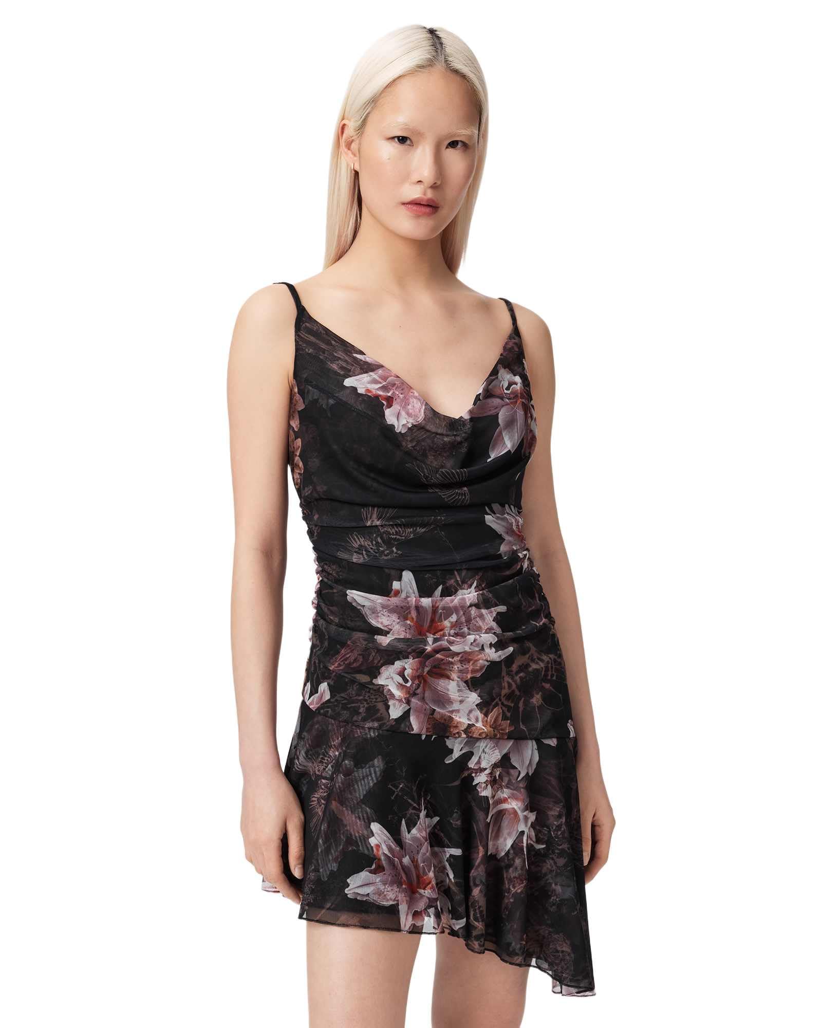 Blyzera Women's Allsaints Bea Mesh Mini Dress Red Elegant Occasion Party