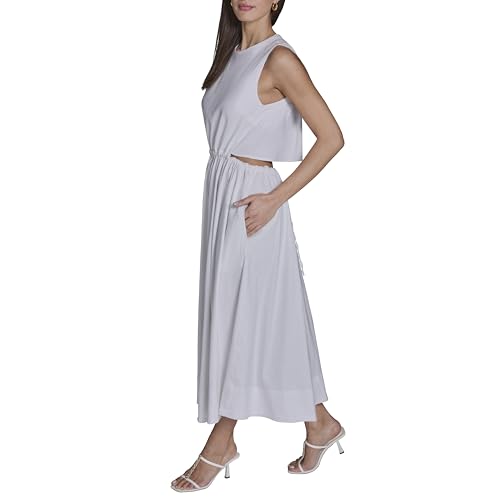 Blyzera Women's Bcbg Sleeveless Round Neck Linen Open Back Maxi Dress Elegant - Image 4