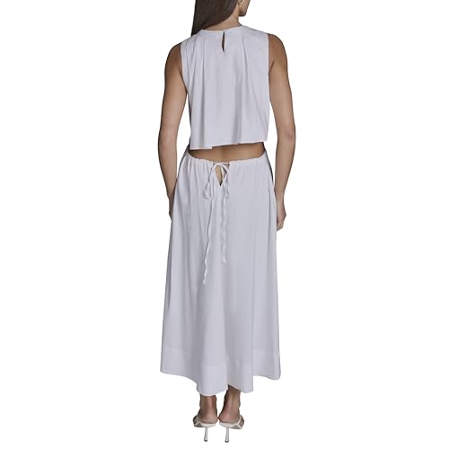 Blyzera Women's Bcbg Sleeveless Round Neck Linen Open Back Maxi Dress Elegant - Image 5