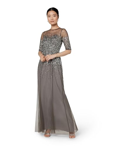 Alternative view of Blyzera Women's Beaded Illusion Dress | Long Sequin Evening Dress With Fitted Bodice & Tulle Skirt Overlay Red