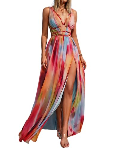 Alternative view of Blyzera Women's Bella Barnett Boho Dress Deep V Chiffon Dress Maxi Garden Party Dress Elegant Dress Loose Vacation Dress