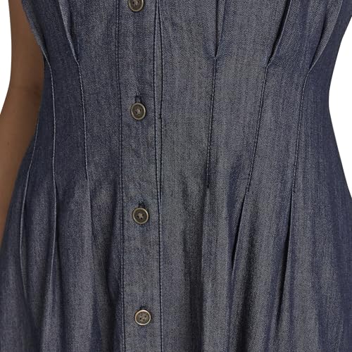 Blyzera Women's Cap Sleeve Collared Waist Pleating A-Line Midi Shirt Dress - Image 6