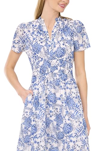 Blyzera Women's Cece Floral Cotton Double Elastic Waist Maxi Dress Elegant - Image 4
