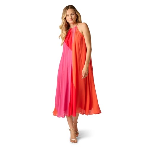 Alternative view of Blyzera Women's Color Block Chiffon Dress Red Elegant Occasion Party Wear
