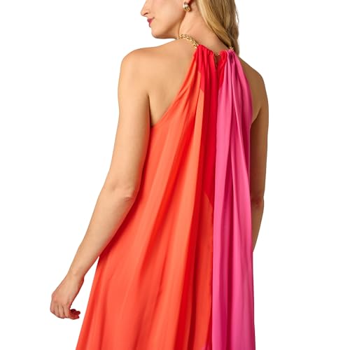 Blyzera Women's Color Block Chiffon Dress Red Elegant Occasion Party Wear - Image 6