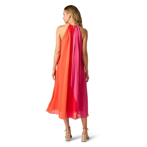 Blyzera Women's Color Block Chiffon Dress Red Elegant Occasion Party Wear - Image 3