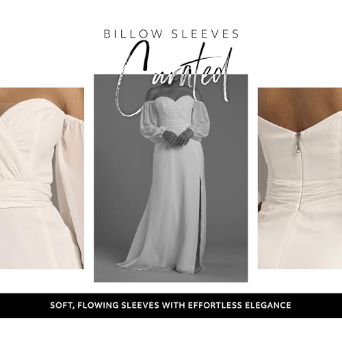 Blyzera Women's David's Bridal Off-The-Shoulder Billow Sleeve Wedding Dress - Image 4