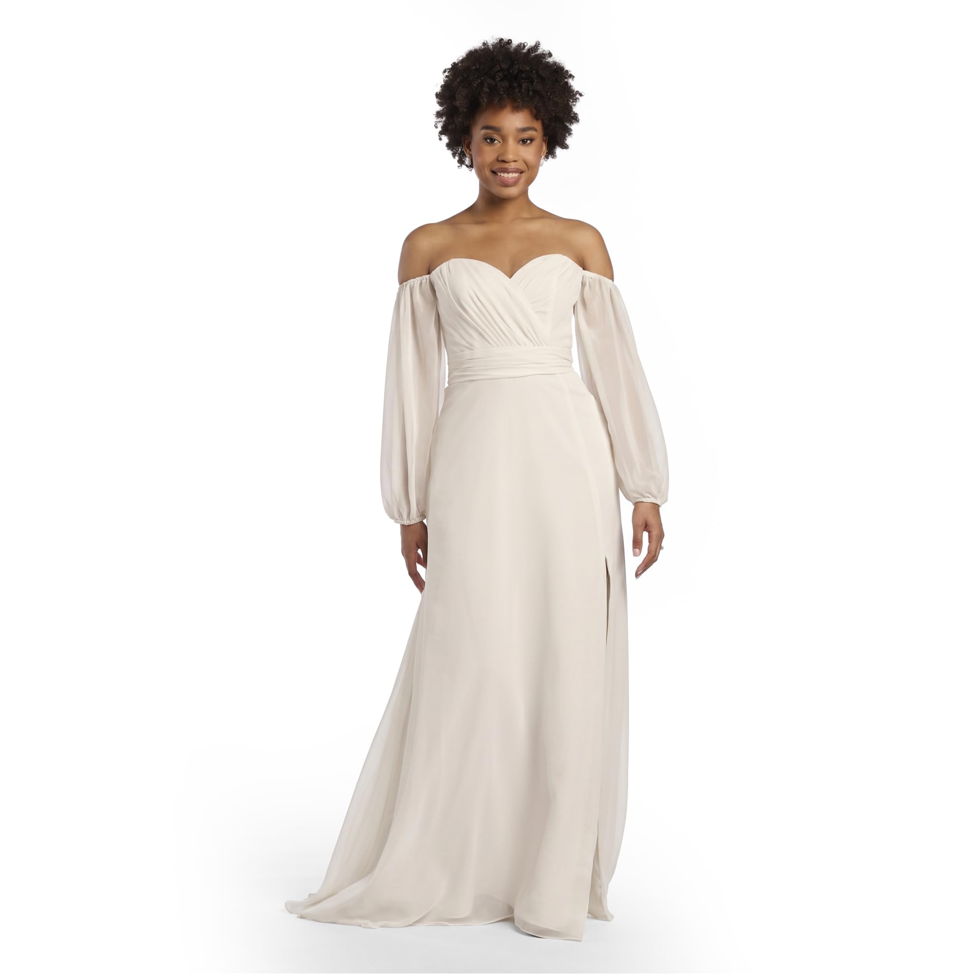 Blyzera Women's David's Bridal Off-The-Shoulder Billow Sleeve Wedding Dress