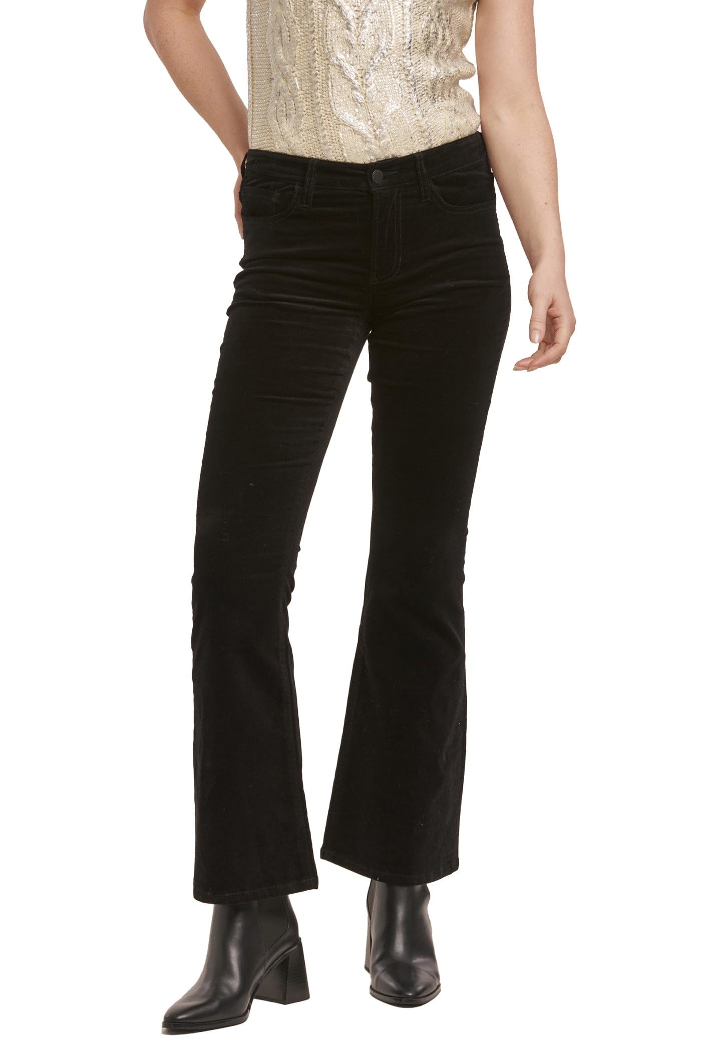 Blyzera Women's Dear John Rosa Flared Pants Mid Rise Full Inseam Comfort Stretch Denim Dress