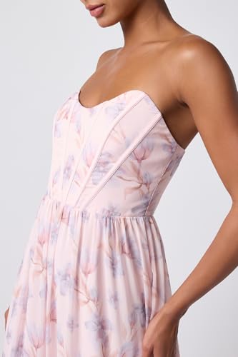 Blyzera Women's Demi Corset Tiered Floral Maxi Dress For Women Strapless Long Cocktail Summer Wedding Guest Prom Gown - Image 3