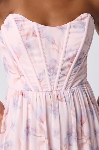 Blyzera Women's Demi Corset Tiered Floral Maxi Dress For Women Strapless Long Cocktail Summer Wedding Guest Prom Gown - Image 5