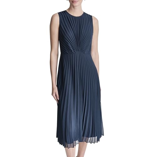 Alternative view of Blyzera Women's Dkny Sleeveless Jewel Neck Pleated Chiffon A-Line Midi Dress