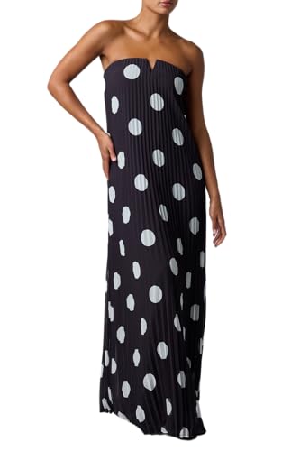 Alternative view of Blyzera Women's Dream Pleated Polka Dot Strapless Maxi Dress For Women Long Cocktail Wedding Guest Formal Evening Gown