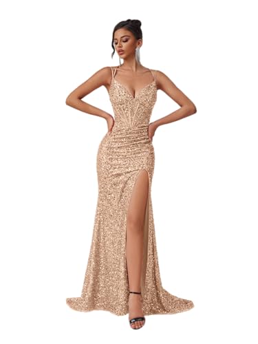 Alternative view of Blyzera Women's Elegant Formal Dress For Women Evening Party Sequin Tulle Ladies Bodycon Floor Length Gown Dress Female