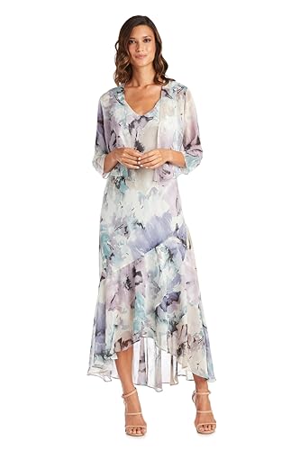 Alternative view of Blyzera Women's Elegant High Low Ruffle Floral Print Chiffon Dress W 3 4 Sleeve Sheer Coordinating Bolero Red