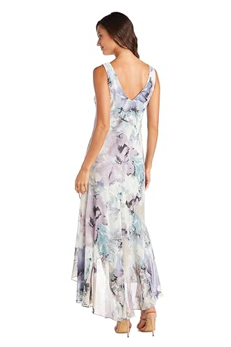Blyzera Women's Elegant High Low Ruffle Floral Print Chiffon Dress W 3 4 Sleeve Sheer Coordinating Bolero Red - Image 5