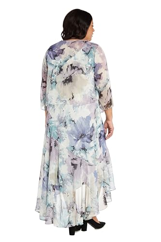 Blyzera Women's Elegant High Low Ruffle Floral Print Chiffon Dress W 3 4 Sleeve Sheer Coordinating Bolero Red - Image 8