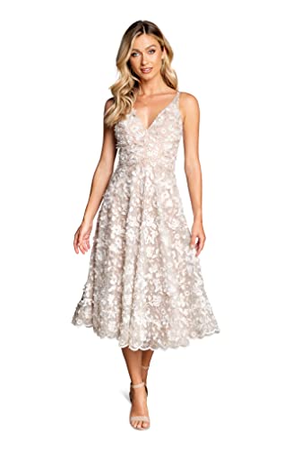 Alternative view of Blyzera Women's Elisa Sleeveless Plunge Neckline Fit And Flare Midi Dress Lace