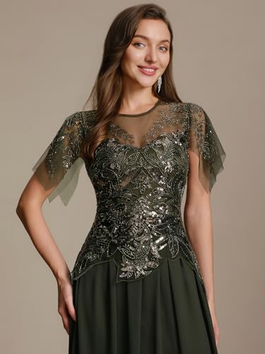 Blyzera Women's Ever-Pretty Sequin Crew Neck Formal Dress Embroidered Floor Length A Line Mother Of Bride Dresses 02675 - Image 6